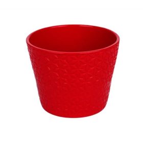 Mintás kerámia kaspó - piros -13cm