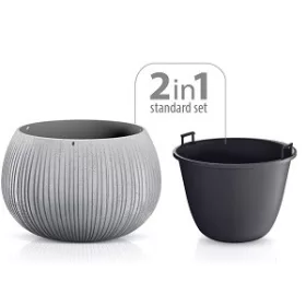 Beton hatású kaspó 2 in 1. 18 cm