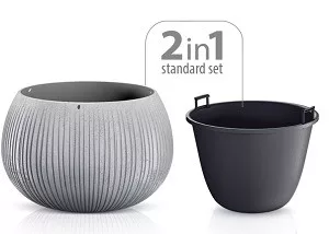 2 in 1 Beton hatású kaspó 29 cm