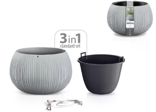 Beton hatású függő virágtartó 3 in 1 - 37 cm