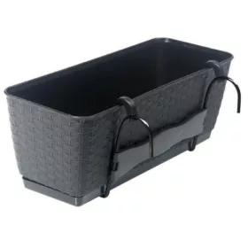 Rattan hatású balkonláda korlátra - antracit - 50 cm