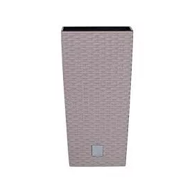  Rattan hatású virágtartó kivehető betéttel - Mokka - 25,6 x 21,9 cm 