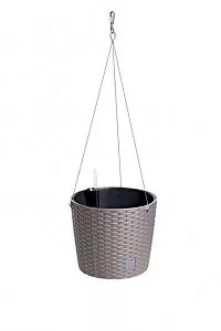 Rattan hatású függő virágtartó kivehető betéttel  - 25,6 x 21,9 cm 