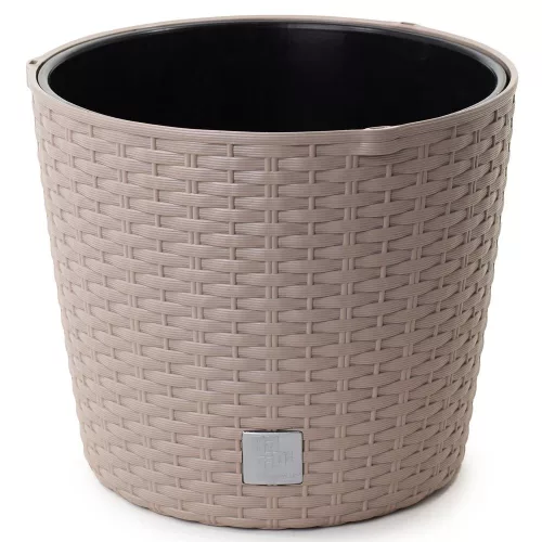 Rattan hatású függő virágtartó kivehető betéttel  - 25,6 x 21,9 cm 