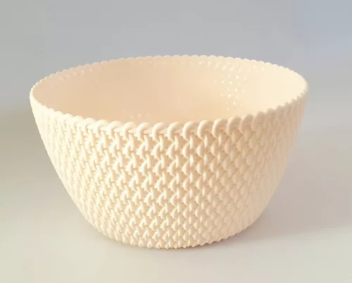 Fonalmintás kerek kaspó - krém - 24 cm