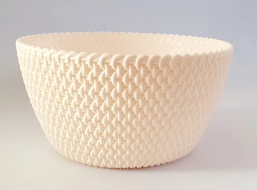 Fonalmintás kerek kaspó - krém - 24 cm