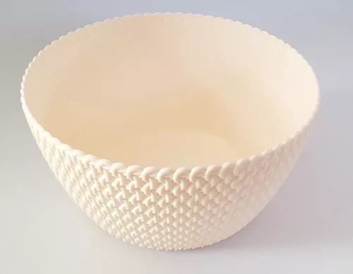 Fonalmintás kerek kaspó - krém - 24 cm