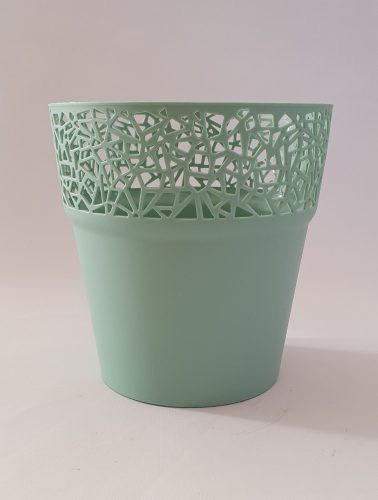 Csipkemintás virágkaspó - mentazöld - 14,5 cm