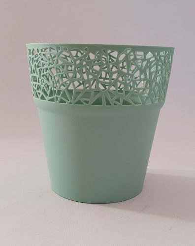 Csipkemintás virágkaspó - mentazöld - 14,5 cm