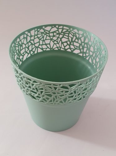 Csipkemintás virágkaspó - mentazöld - 14,5 cm