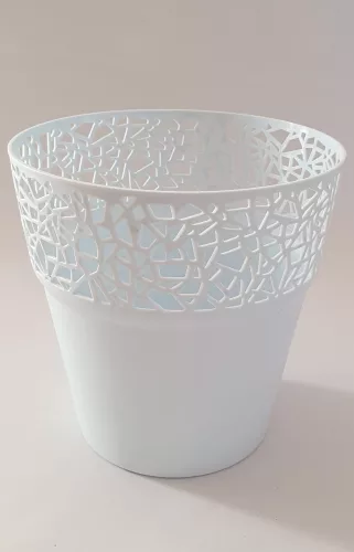 Csipkemintás virágkaspó - jégkék - 14,5 cm
