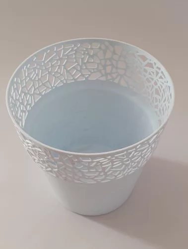 Csipkemintás virágkaspó - jégkék - 14,5 cm