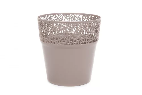 Csipkemintás virágkaspó - mokka - 17,5 cm