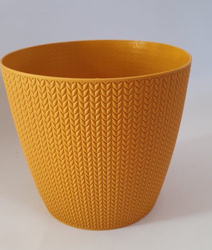 Fonott mintás kaspó, virágcserép - mustár - 26 cm