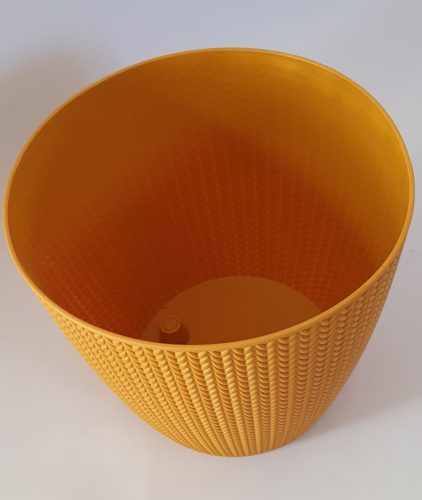 Fonott mintás kaspó, virágcserép - mustár - 26 cm