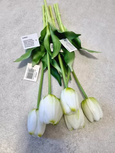 Élethű tulipán - fehér - 40 cm