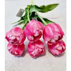 Telt virágú élethű tulipán - sötét rózsaszín- 40 cm