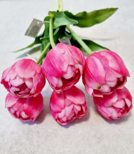 Telt virágú élethű tulipán - sötét rózsaszín- 40 cm
