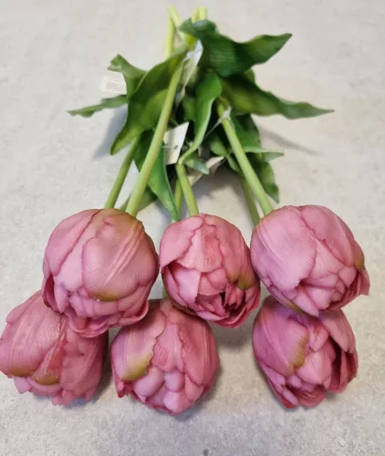 Telt virágú élethű tulipán - mályva - 40 cm