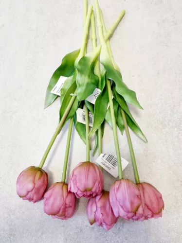Telt virágú élethű tulipán - mályva - 40 cm