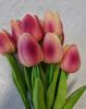 10 szálas Tulipán csokor - élethű - 35 cm - narancs