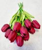 10 szálas Tulipán csokor - élethű - 35 cm - bordó