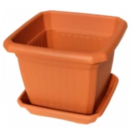   Négyszögletes virágcserép alátéttel - több színben - 30 cm