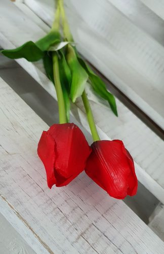 Élethű tulipán - piros - 45 cm