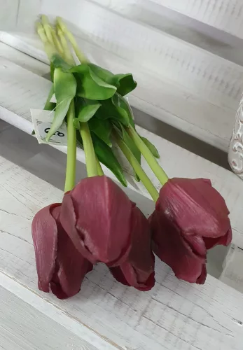Élethű tulipán - bordó - 45 cm