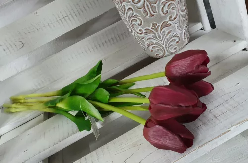 Élethű tulipán - bordó - 45 cm