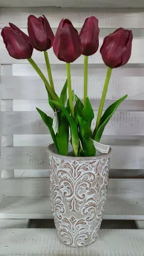 Élethű tulipán - bordó - 45 cm