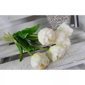 Telt virágú élethű tulipán - fehér- 40 cm