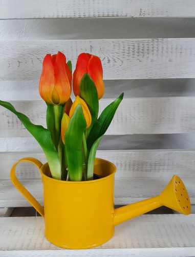 Élethű tulipán cserépben - narancssárga