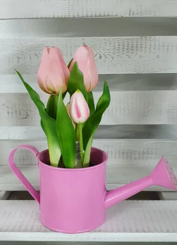 Élethű tulipán cserépben - rózsaszín