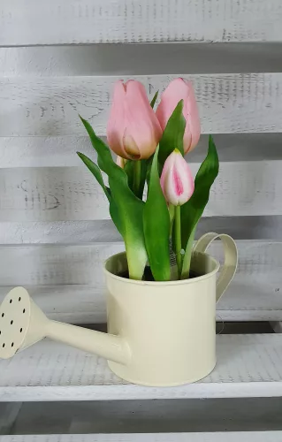 Élethű tulipán cserépben - rózsaszín