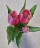 Élethű tulipán cserépben - sötét rózsaszín