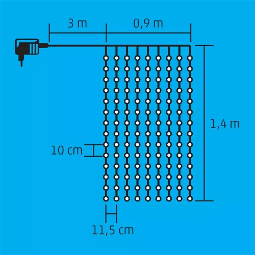 LED-es fényfüggöny 126 LED 0.9 x 1,4 m