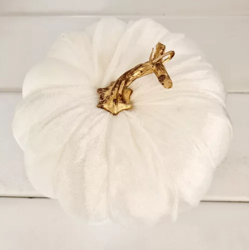 Bársony tök dekoráció - nagy - fehér