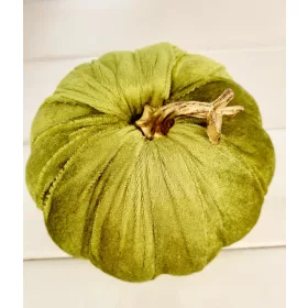 Bársony tök dekoráció - nagy - zöld